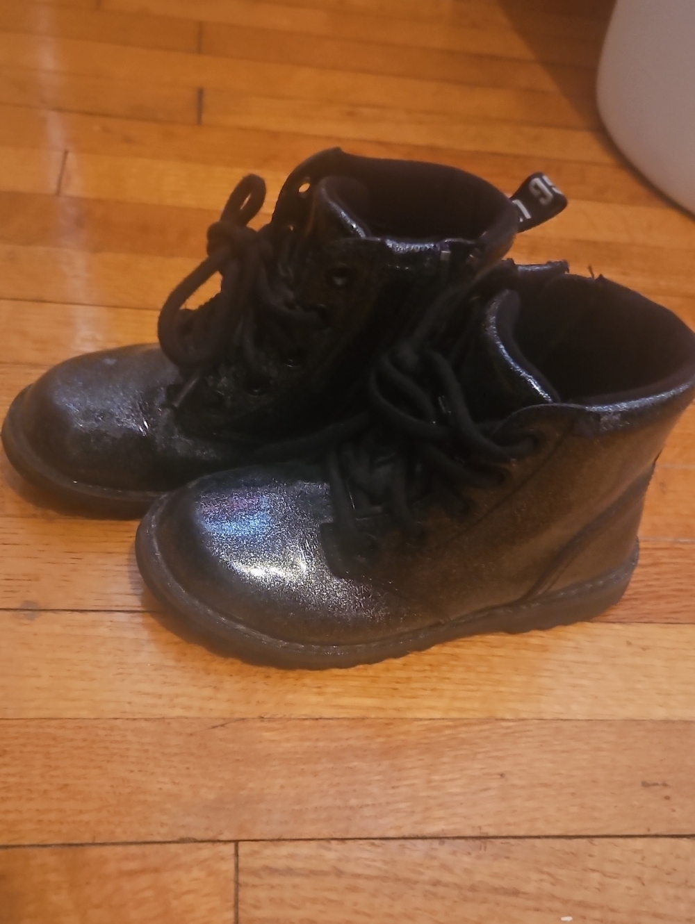 UGG Black Shimmer Lace-Up Kids Boots